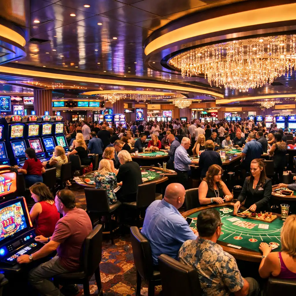 One of the largest casinos at sea on Royal Caribbean's Symphony of the Seas with extensive game selection and vibrant atmosphere
